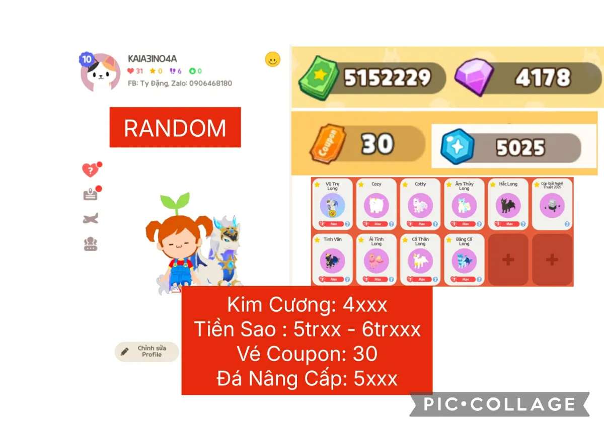 Tài khoản game: ⭐300K⭐ACC RANDOM RỒNG V1, V2